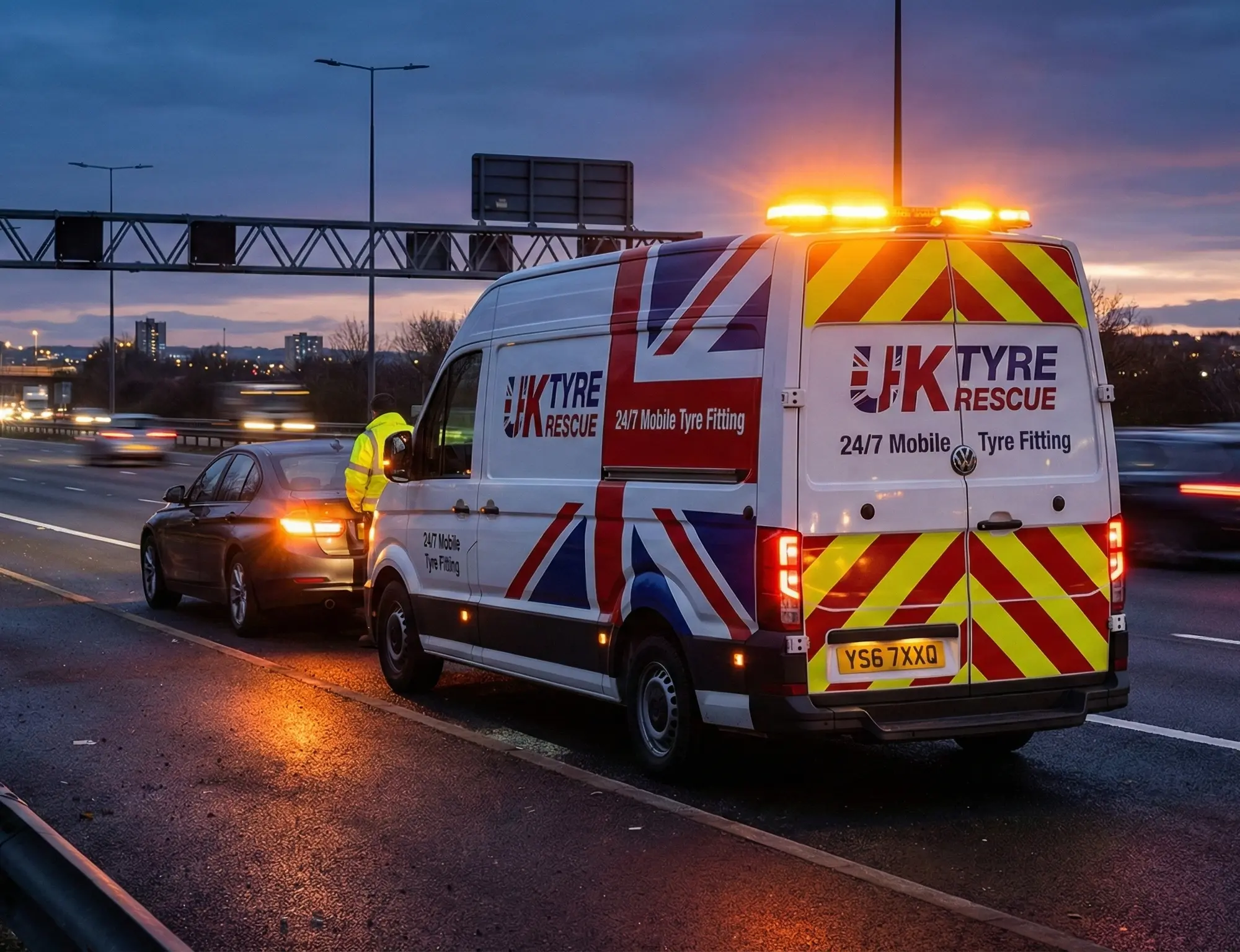 Roadside emergency tyre replacement